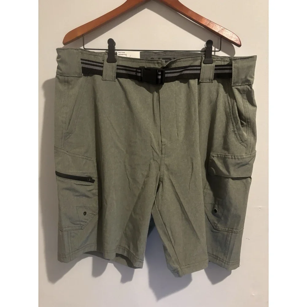 NWT Denali Cargo‎ Shorts Men's Stretch Lightweight Clip Belt 38 Heather Olive